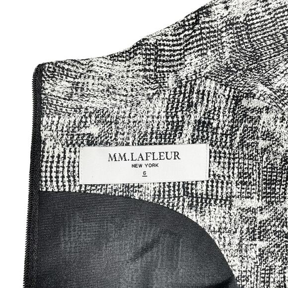 MM LAFLEUR Aditi Sheath Dress in Black & White Crackle Size 6 Career Workwear - Picture 9 of 10